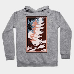 Retro Vintage Winter Forest Rose and Blue Hoodie